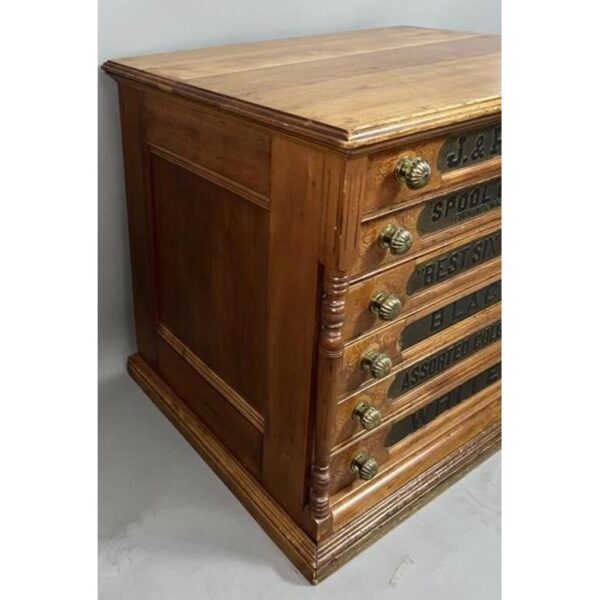 Large Antique J & P Coats Cherry Spool Cabinet Display - Image 2