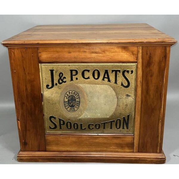 Large Antique J & P Coats Cherry Spool Cabinet Display - Image 3