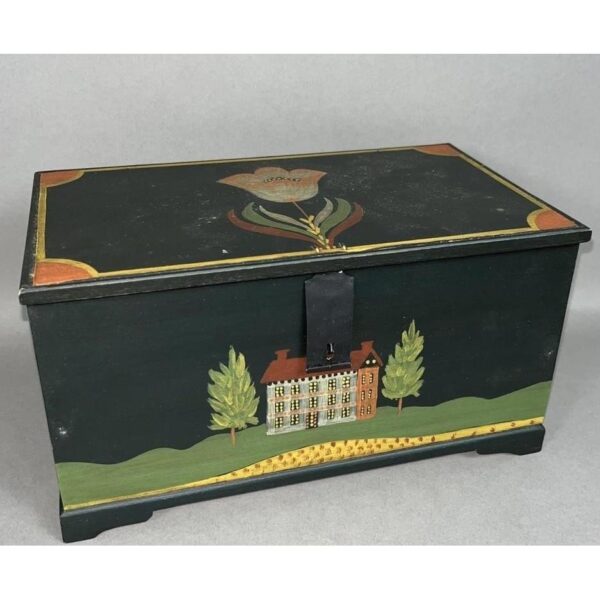 Vintage Miniature Chest Decorative Storage Hand Painted Folk Art