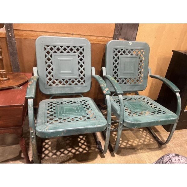 Vintage Outdoor Iron Chairs Set of 2 Garden Patio Furniture