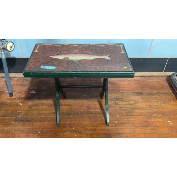 Vintage Hand-Painted Fish Table Side Table Decor Accent Piece - Image 3