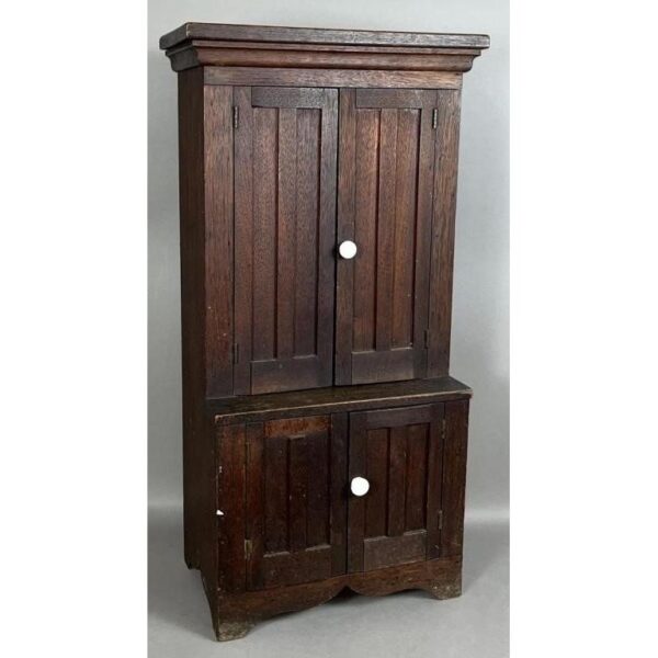 Vintage Doll Size PA Walnut Blind Door Stepback Cupboard Storage