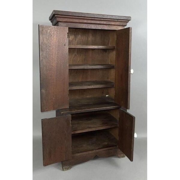 Vintage Doll Size PA Walnut Blind Door Stepback Cupboard Storage - Image 2