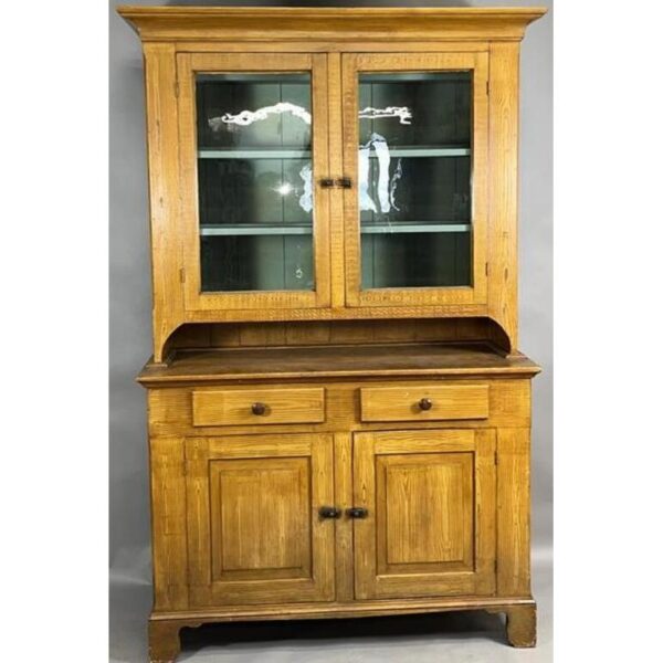 Vintage Somerset County Dutch Cupboard with Glass Doors and Drawers