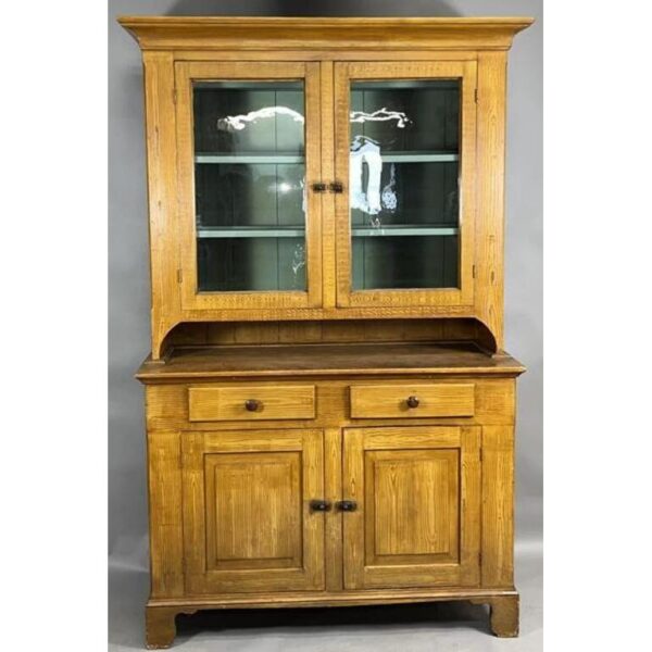 Vintage Somerset County Dutch Cupboard with Glass Doors and Drawers - Image 2