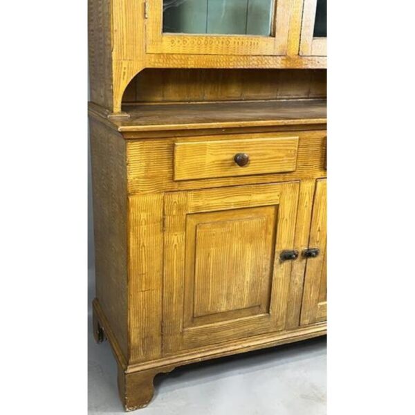 Vintage Somerset County Dutch Cupboard with Glass Doors and Drawers - Image 3