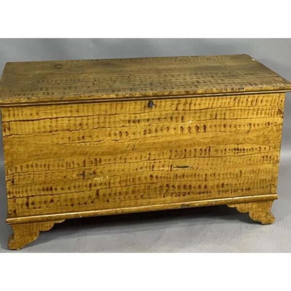 Antique Painted Blanket Chest Storage Trunk with Decorative Design - Image 2