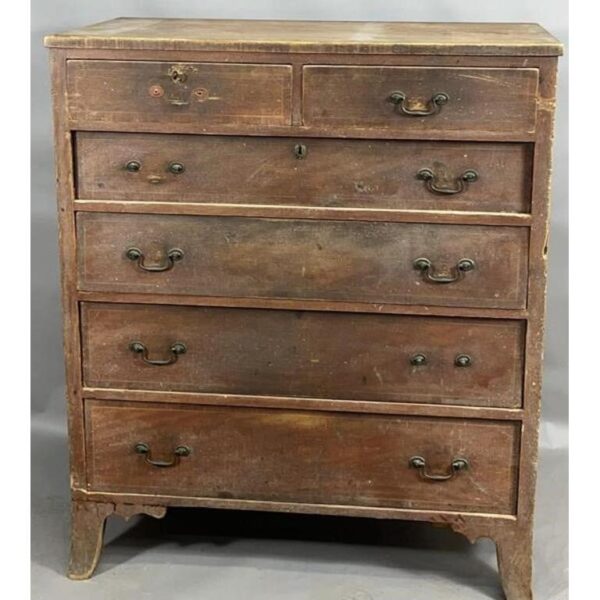 Vintage Chest of Drawers Cabinet with Inlay and Brass Pulls - Image 2