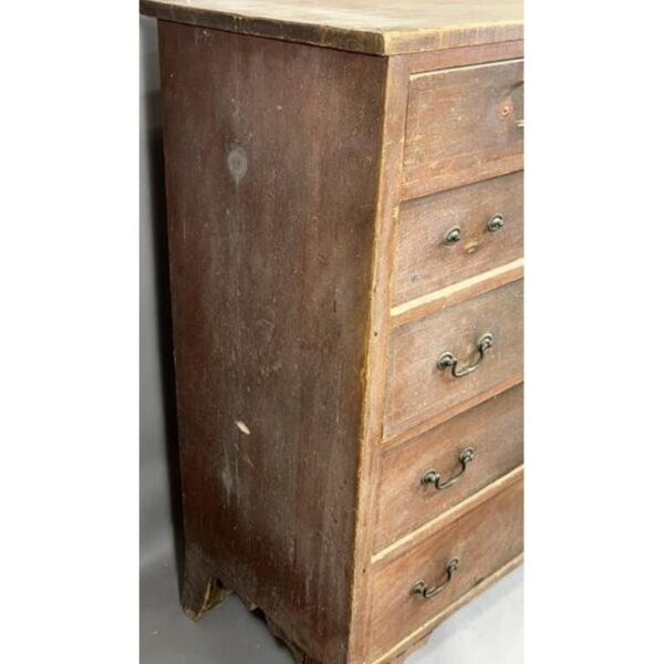 Vintage Chest of Drawers Cabinet with Inlay and Brass Pulls - Image 4