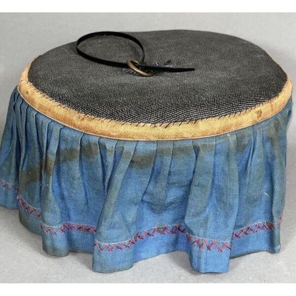 Vintage Foot Stool Upholstered Ottoman with Pleated Skirt