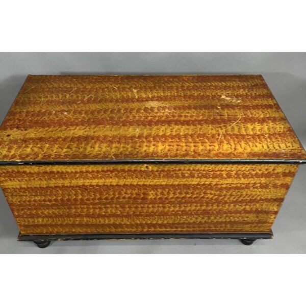 Vintage Sponge Decorated Chest Blanket Storage Antique Trunk - Image 2