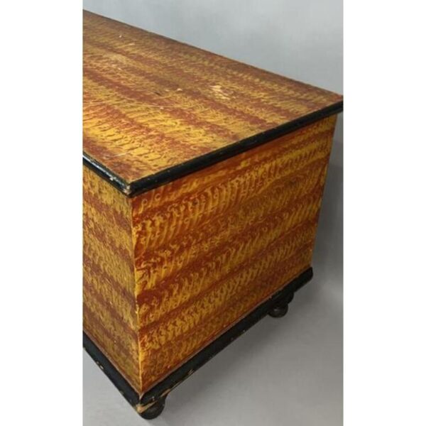 Vintage Sponge Decorated Chest Blanket Storage Antique Trunk - Image 4