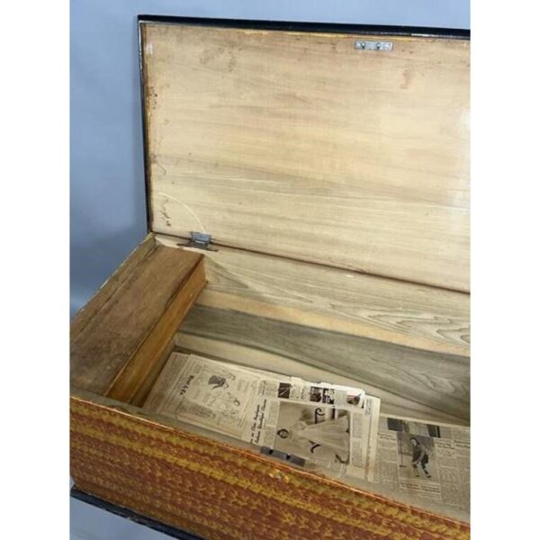 Vintage Sponge Decorated Chest Blanket Storage Antique Trunk - Image 5