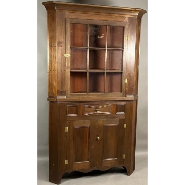 Vintage Walnut Corner Cupboard Cabinet Storage Antique Furniture - Image 2