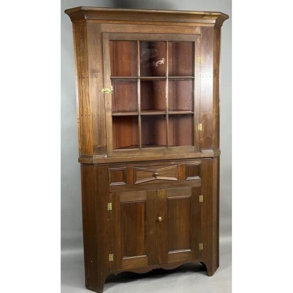 Vintage Walnut Corner Cupboard Cabinet Storage Antique Furniture - Image 3