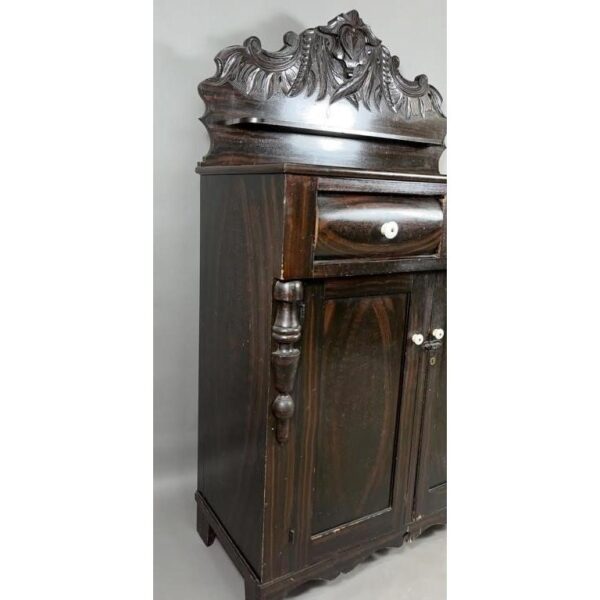 Vintage Carved Jelly Cupboard with Shelf and Drawers - Image 3