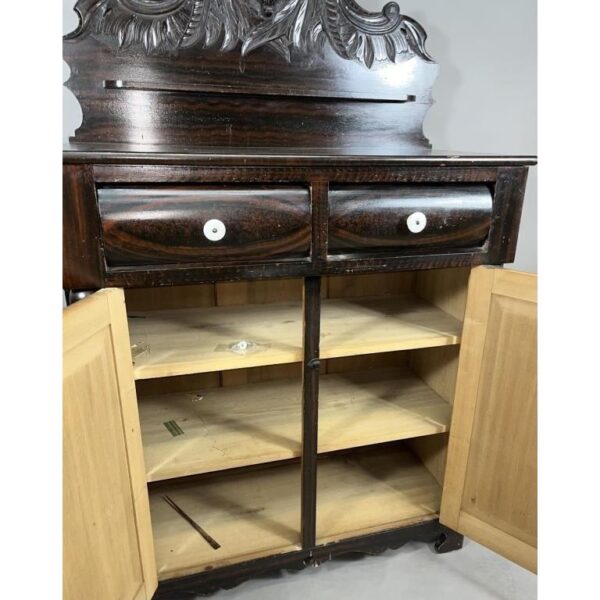 Vintage Carved Jelly Cupboard with Shelf and Drawers - Image 5