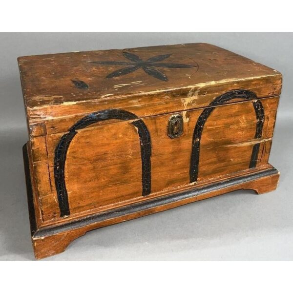 Antique Miniature Dovetail Dower Chest with Decorative Paint