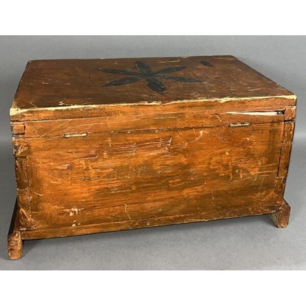 Antique Miniature Dovetail Dower Chest with Decorative Paint - Image 3