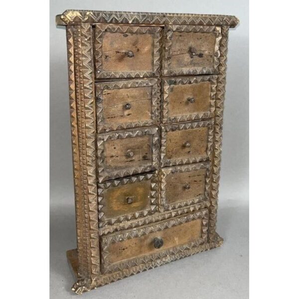 Vintage Spice Chest Tramp Art Cabinet 9 Drawer Storage Antique Design