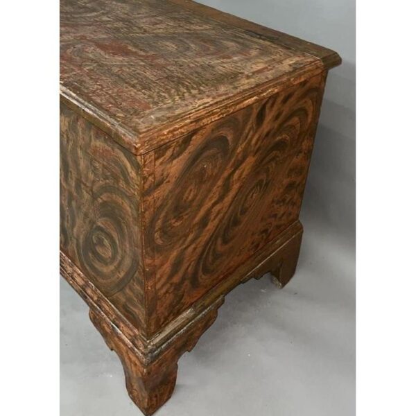 Antique Blanket Chest with Molded Top and Swirled Decoration - Image 4