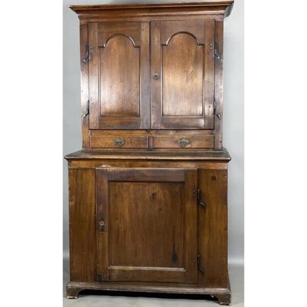 Antique Walnut Cupboard Cabinet with Drawers and Doors