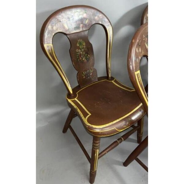 Vintage Set of 6 Balloon Back Dining Chairs Antique Floral Design - Image 2