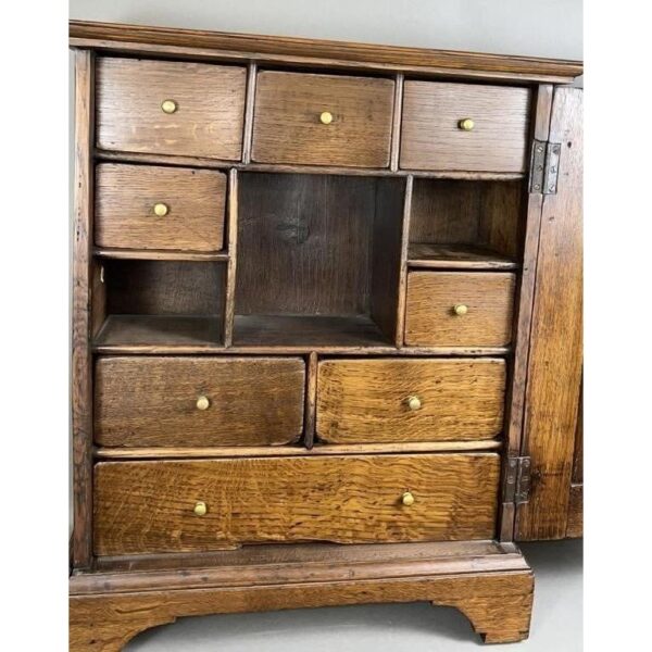 Antique Oak Spice Cabinet with Raised Panel Door and Drawers - Image 2