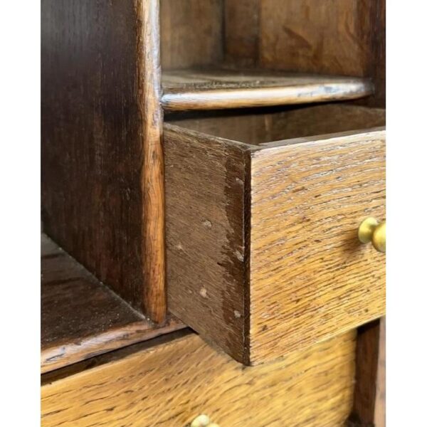 Antique Oak Spice Cabinet with Raised Panel Door and Drawers - Image 3