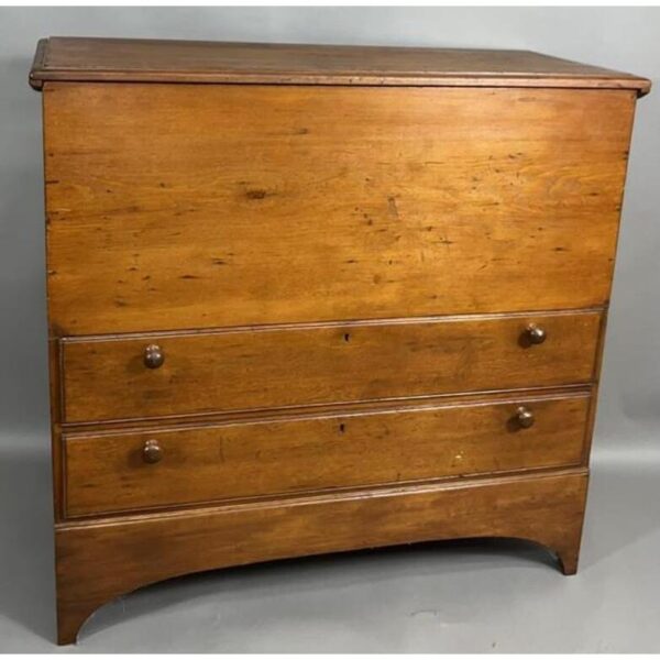 New England Antique Pine Blanket Chest with Drawers