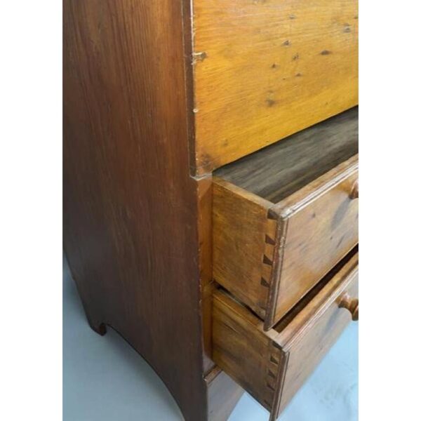 New England Antique Pine Blanket Chest with Drawers - Image 4