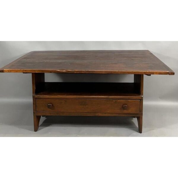 Vintage Pine Bench Table with Drawer Storage and Bread Board Ends - Image 2