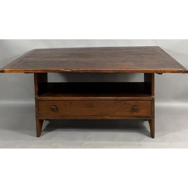 Vintage Pine Bench Table with Drawer Storage and Bread Board Ends - Image 3