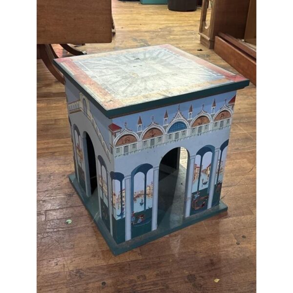 Folk Art Hand Painted Venetian End Table Vintage Decorative Accent Piece