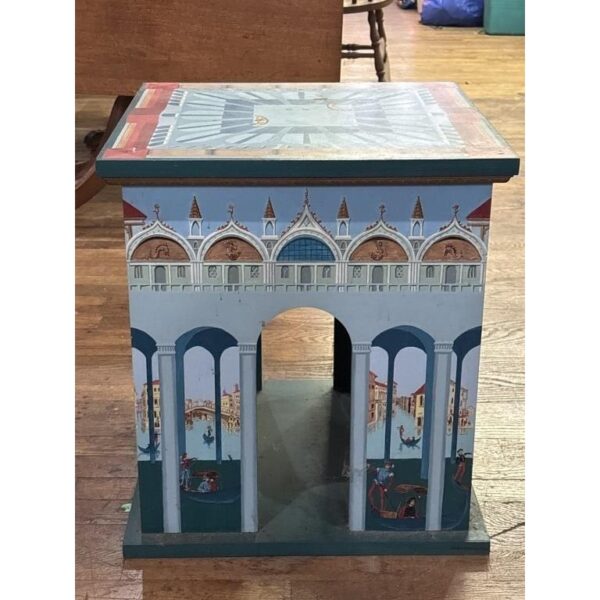 Folk Art Hand Painted Venetian End Table Vintage Decorative Accent Piece - Image 2