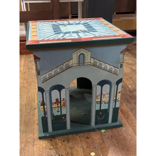 Folk Art Hand Painted Venetian End Table Vintage Decorative Accent Piece - Image 3