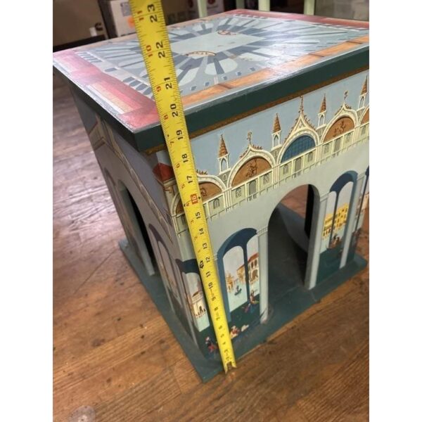 Folk Art Hand Painted Venetian End Table Vintage Decorative Accent Piece - Image 8