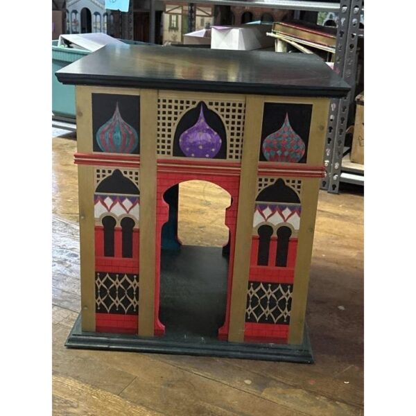 Folk Art Vintage Hand Painted Arabian Tower Theme Table Furniture Piece - Image 3