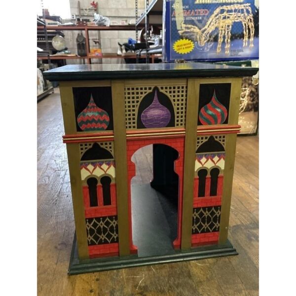 Folk Art Vintage Hand Painted Arabian Tower Theme Table Furniture Piece - Image 5