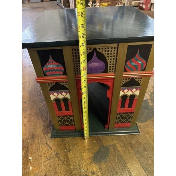 Folk Art Vintage Hand Painted Arabian Tower Theme Table Furniture Piece - Image 7