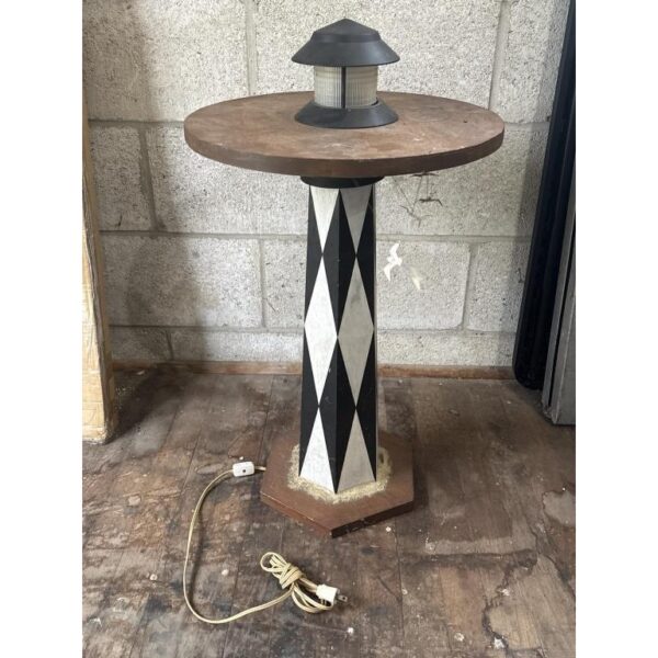 Folk Art Vintage Hand Painted Table Lamp Stand