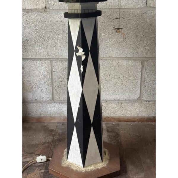 Folk Art Vintage Hand Painted Table Lamp Stand - Image 3